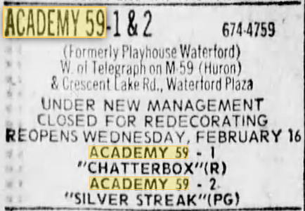 Academy 59 Theatre - FEB 1977 NAME CHANGE
